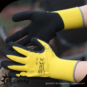 SRSAFETY 13g gelber Nylon-Schaum Latex-Palme tauchte Handhandschuh